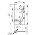 Петля Punto (Пунто) универсальная без врезки IN4200W WAB (200-2B 100x2,5) мат. бронза